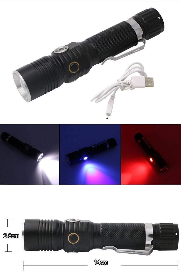 Wholesale Multifunction Aluminum Flashlight with Clip Rechargeable T6 LED Torch Outdoor Emergency Inspection Torch Camping LED Flashlight