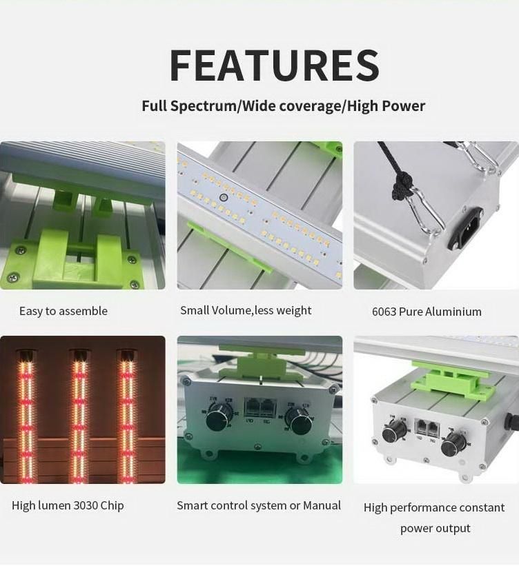 Sunlight Full Spectrum Industrial Hemp Epistar High Umol Adjustable LED Grow Light for Plants 600W 6 Bar