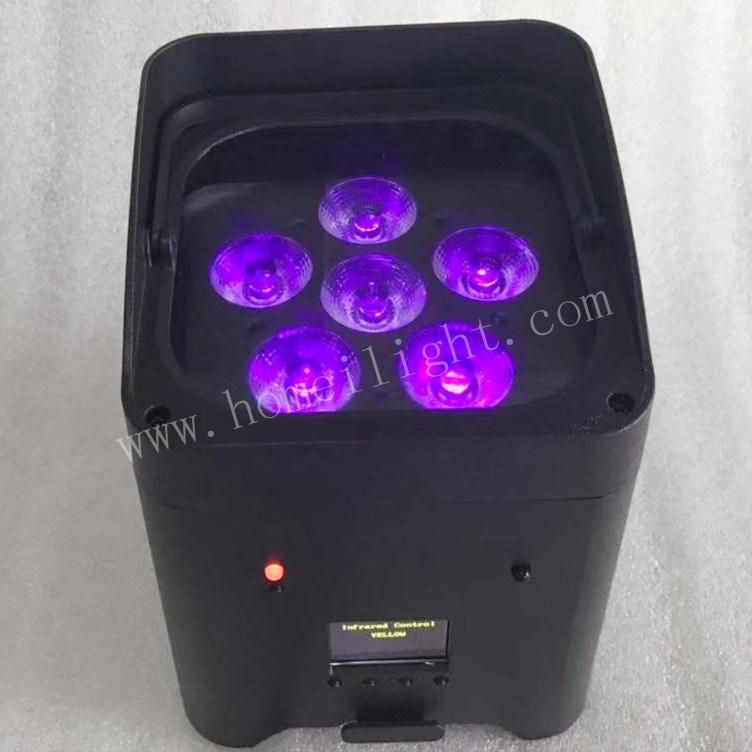 6 in 1 Rgbwauv 6*18W Wireless LED PAR Light Portable Stage Lighting