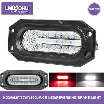 6040bfc Square LED Reversing Brake Lights Mini LED Light Bar 6.0 Inch 50W 800lm White Red Colors