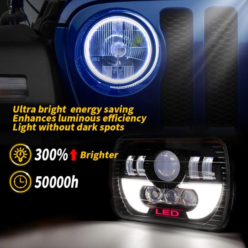Dxz Lightech 45W High Low Beam LED 4X6 5inch LED Work Headlight for Jeep Truck H4 H3 Lamp