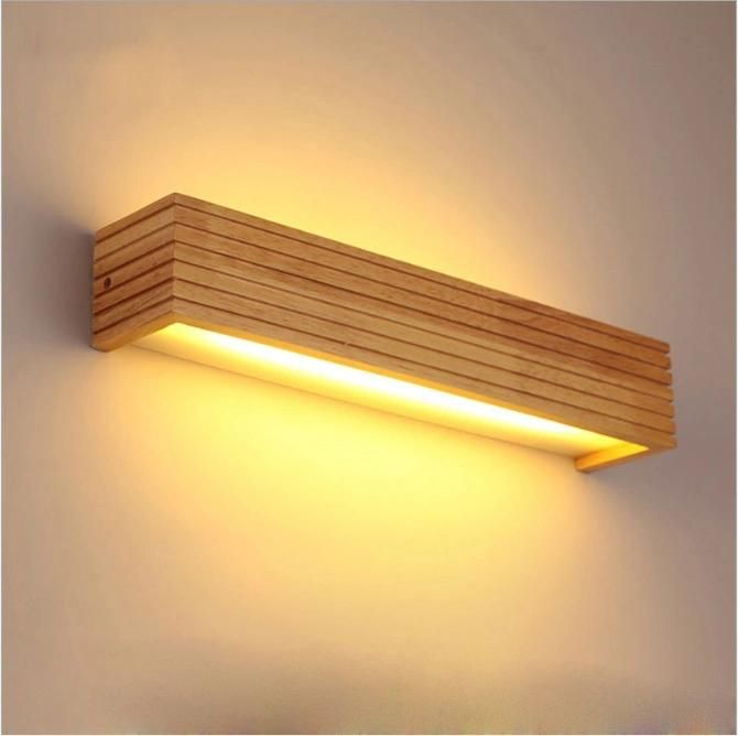 Nordic Solid Wood Wall Lights Staircase Corridor Rectangular Bathroom LED Wall Lamp (WH-MR-68)