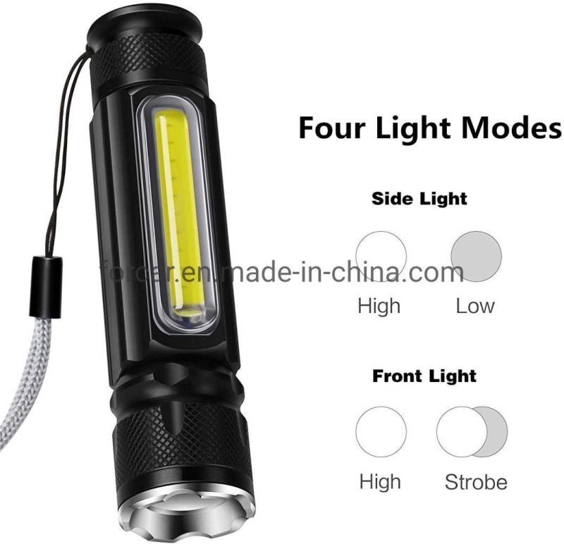 Wholesale USB Rechargeable LED Mini Handheld Torch Light Magnet Adjustable 4 Modes Zoomable LED Torch Lamp Waterproof Bright Tactical Flashlight