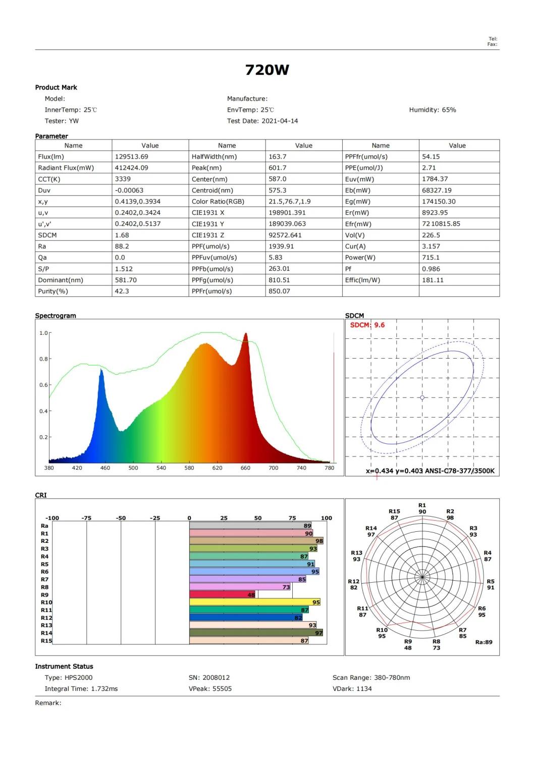 8 Bars 720 Watt Lm301 LED Grow Light 1000W Quantum Meanwell Driver 3500K for Indoor Grow