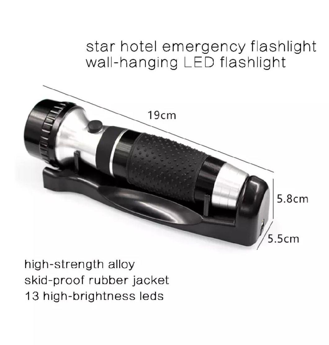 Shenone 13 LED Hotel Torch Light Aluminum Rechargeable Hanging Hotel Flashlights White Light Brightest Wall Mounted Emergency Flashlight