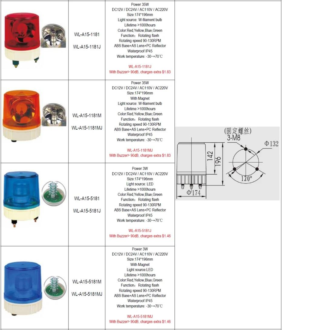 Wl-A15-X181 Rotating Warning Light/Rotary Warning Light Voltage: DC12V/24V, AC110V/220V