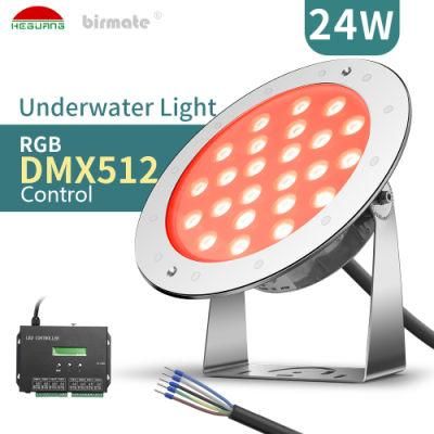 Manufacturers 24W 5 Wires DMX512 Control RGB Underwater LED Pool Light
