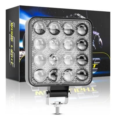 Dxz 4inch 16LED 48W 42mm LED Work Light Convex Mirror Offroad Vehicle Bulb Truck Lamp 12V 24V Square