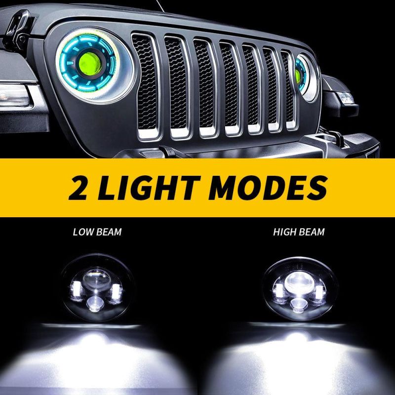 Dxz Logo DOT 12V 24V Harley Motorcycle Jeep 7 Inch Thin Section Without Aperture Round LED Headlight for Cars SUV Waterproof H4 H13