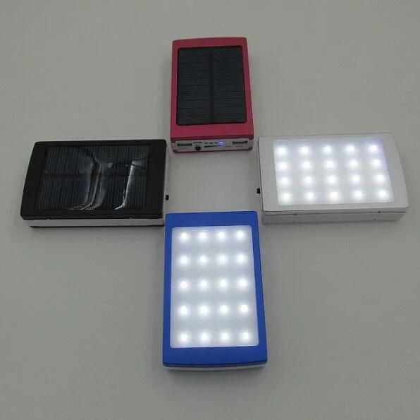 20000mAh Dual-USB Rechargeable Solar Power Bank 20LED Flashlight