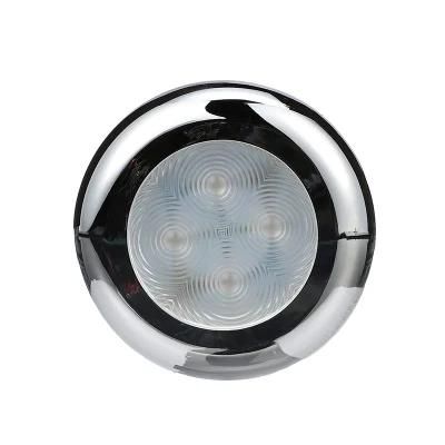 3 Inch 2W 12V Marine Boat RV LED Puck Courtesy Interior Lights with Ss Chrome/White Bezel