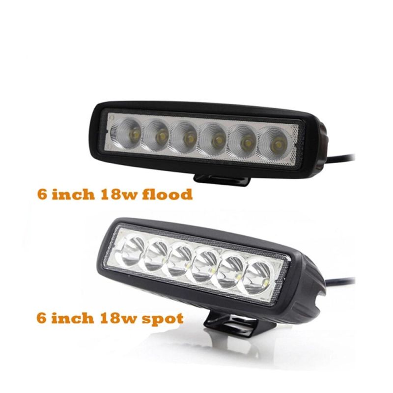 Waterproof 12V 6 Inch LED Work Lights for Truck Pickup Bumper 18W Single Row LED Driving Light