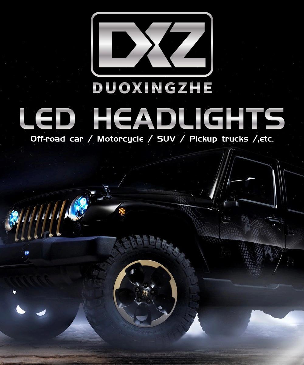 Dxz Waterproof Car Driving Front Light 60W Hi/Lo Offroad Auto Round LED Headlight for Jeep Wranlger with R Shape
