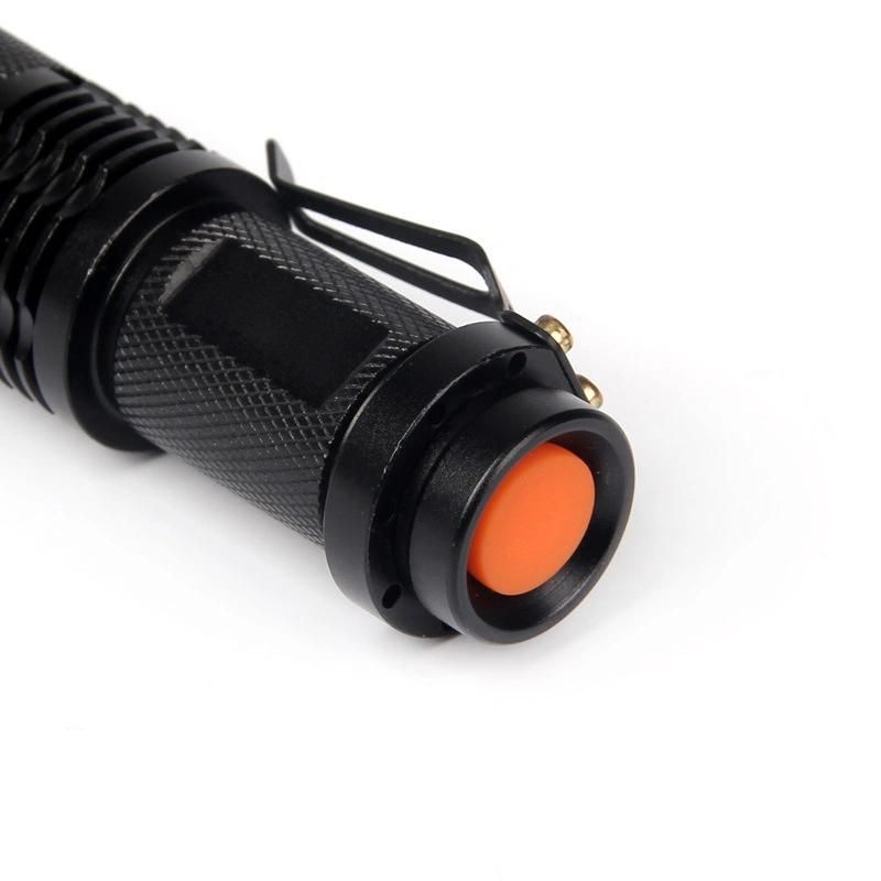 Waterproof Zoomable Torch Light Mini LED Flashlight with Clip