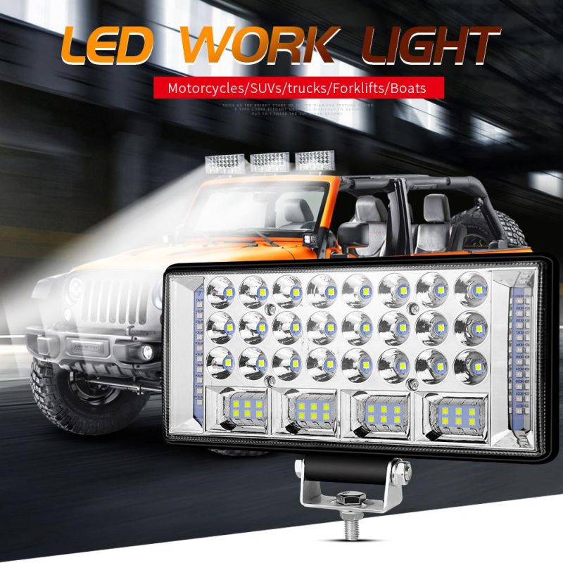 Dxz Car LED Work Light 8inch 68LED 204W Driving Flood Lamp Flashing Spotlight Red and Blue Strobe Warning Offroad Truck