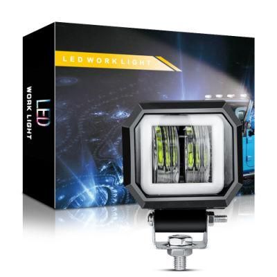 Dxz 20W 3inch 7D Lamp Angel Eyes Square LED Waterproof Light Bar Spot Light Motorcycle Offroad Car Boat LED Work Light