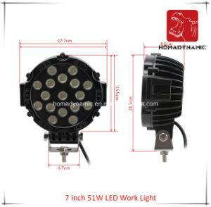 LED Car Light 7 Inch 51W LED Work Light for SUV Car LED off Road Light and Driving Light