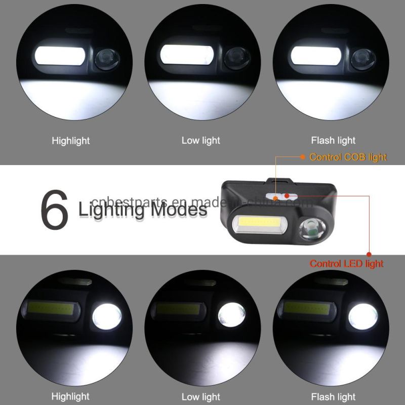 Flashing Warning 7 Modes Head Torch Lamp Hot 18650 Battery Rechargeable Head Frontal Torch Light Emergency Headlight Rechargeable COB LED Headlamp