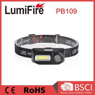 ABS Micro USB Rechargeble Outdoor COB LED Headlamp for Fishing