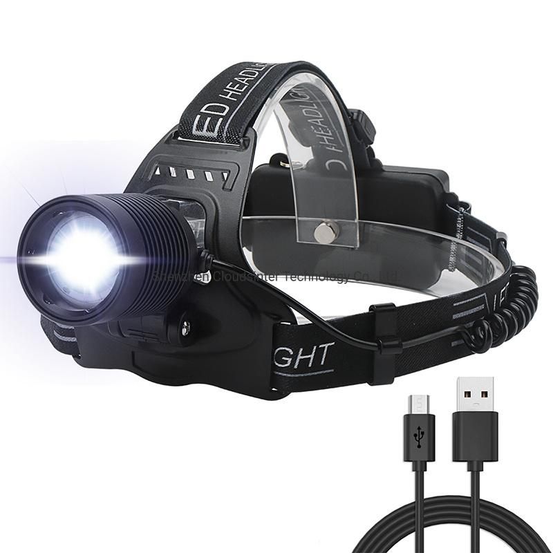 High Power 10W Xhp50 6000 Lumen Aluminum Waterproof Rechargeable LED Headlamp for Outdoor