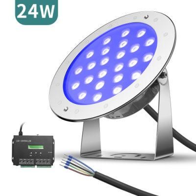 Manufacturers 24W 5 Wires DMX512 Control RGB Colorful LED Underwater Light with Ik10 IP68
