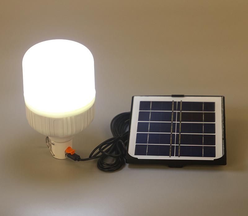30W LED Emergency Light Bulb Portable Rechargeable by Solar Panel and USB