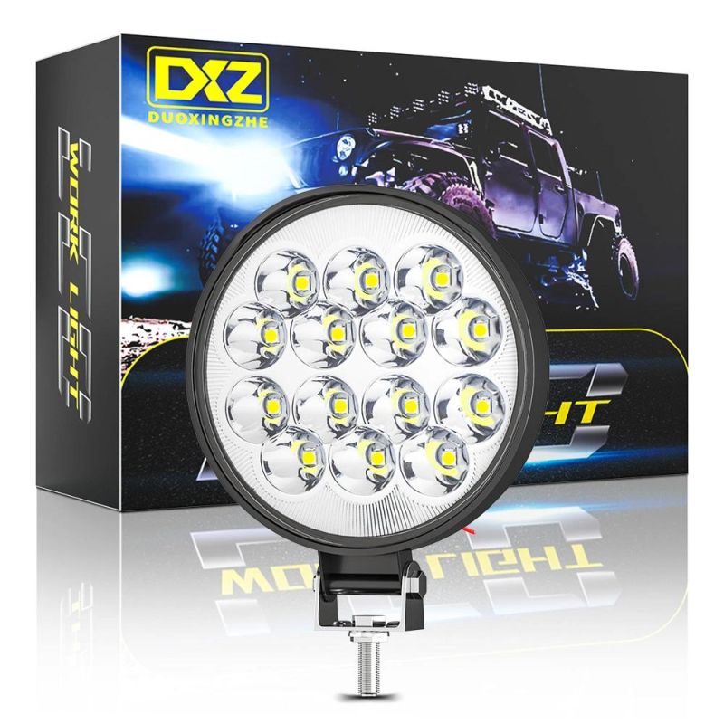 Dxz Mini Round 14LED 42W Work Light DC 12-24V Spotlight White 6500K Universal Vehicle