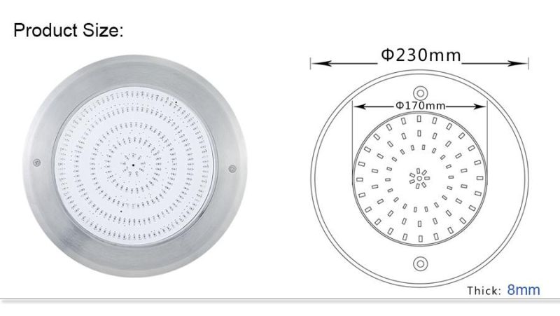 8mm Ulltra Thin LED Swimming Pool Light DC12V with IP68 Rated