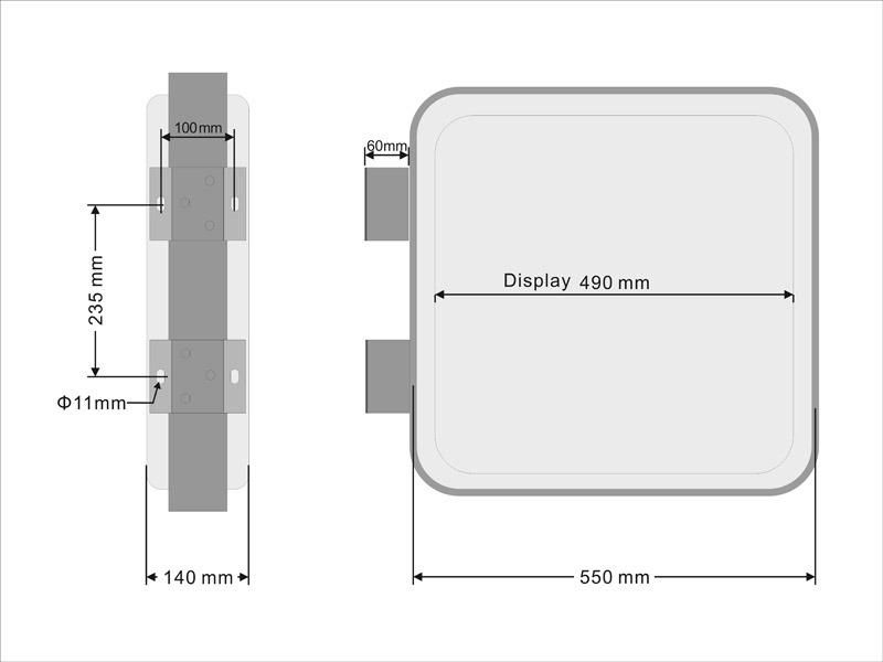 Double Side Wall Aluminum Light Box Sign