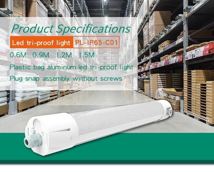 China Suppliers IP65 Waterproof 50W 60W LED Triproof Batten Tube Tri-Proof Light