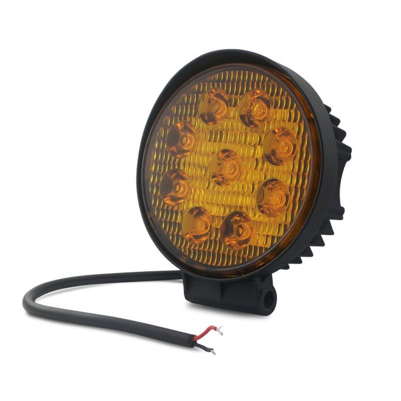 3inch Round Amber Car Truck Trailer Motorcycle Tractor Forklift Boat Lamp 9LED Flash Strobe Mini 27W LED Work Light