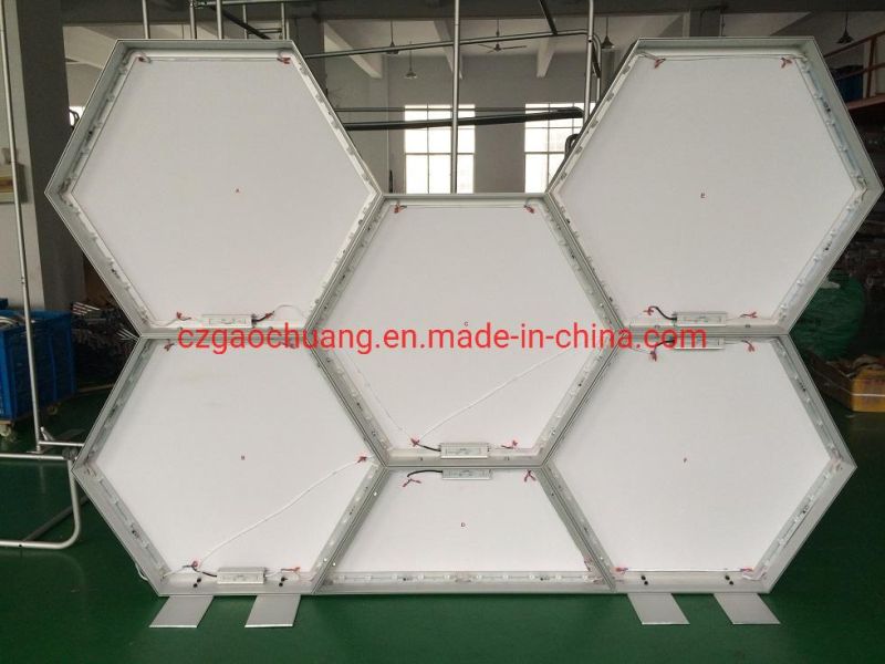Custom Hexagon Type Tension Fabric Sign Seg Lightbox with UV Printing Graphic