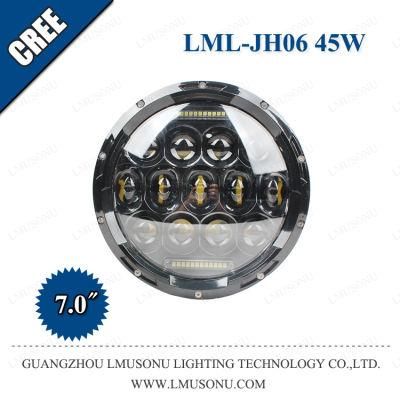 10-30V 7 Inch 45W Round ETI H4 6000K Offroad LED Headlight with DRL for off-Road Vehicles