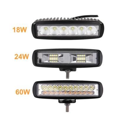 Waterproof 12V 6 Inch LED Work Lights for Truck Pickup Bumper 18W Single Row LED Driving Light