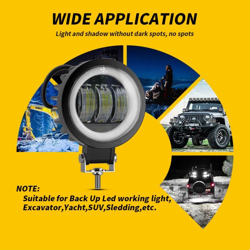 Dxz 7D 30W 12-24V Work Light CREE COB Round Angel Eyes Spot Light Auto Car Parts LED Accessories