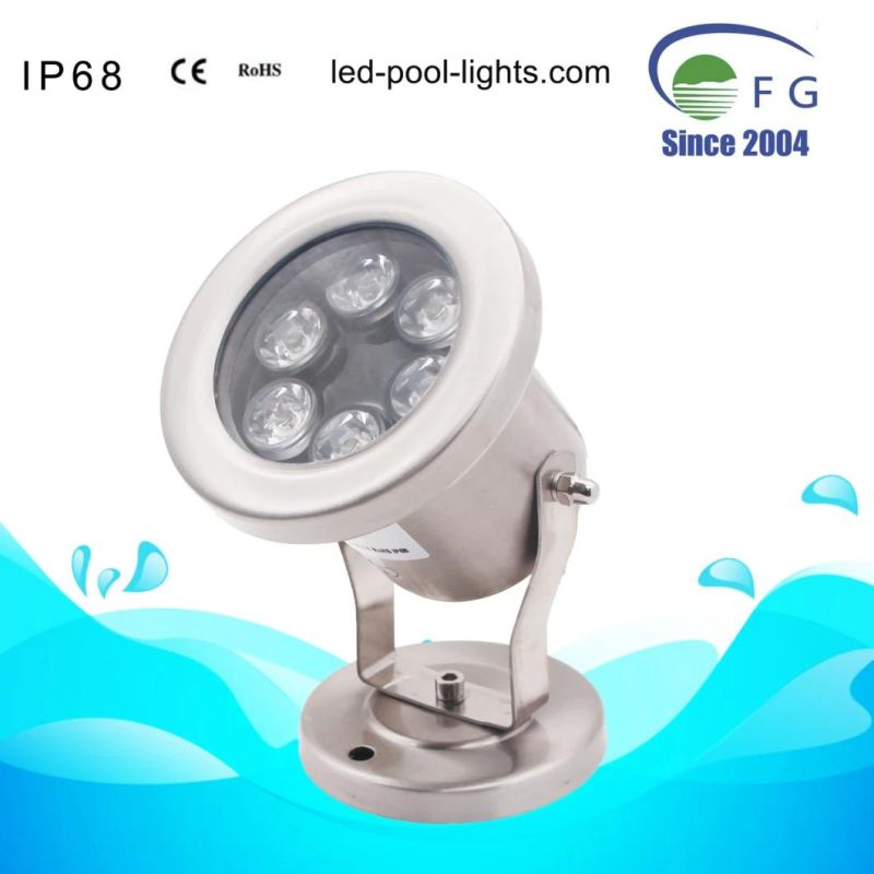 High Quality IP68 18W RGB Remote Controlled 304 Stainless Steel LED Underwater Light with Smart Controller