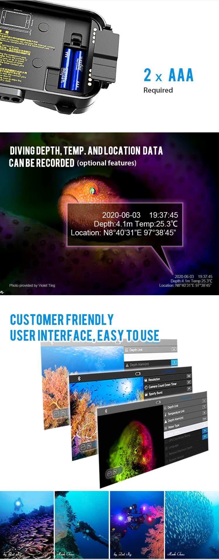 Underwater Housing for Mobile Phone with Humanized Shutter Design
