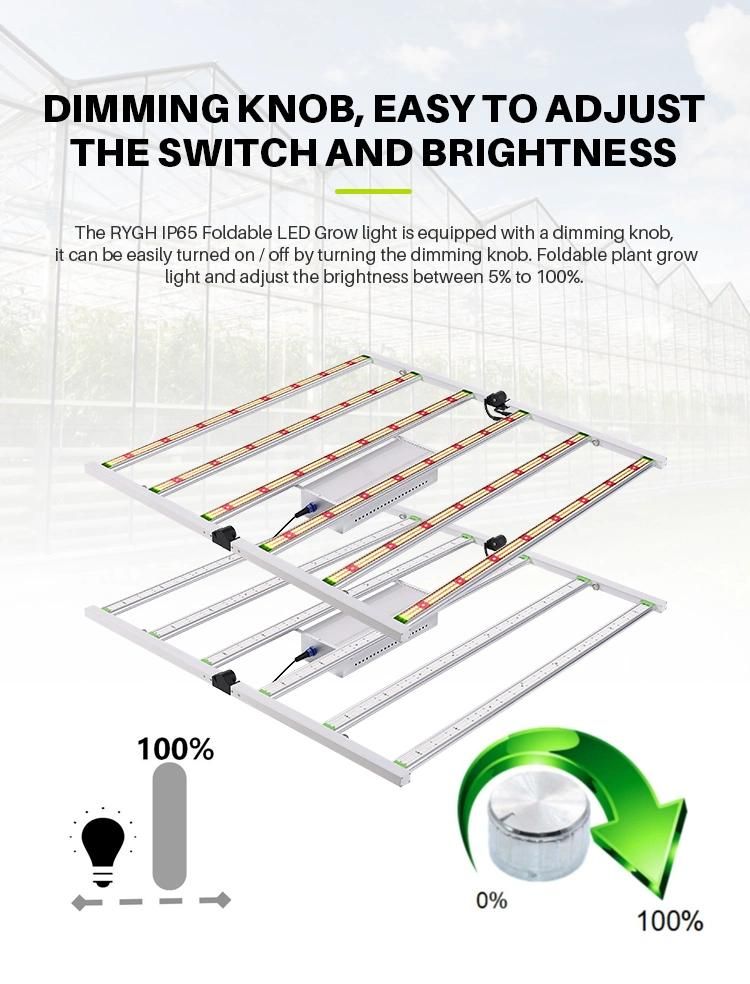 Rygh High Efficiency 2.7umol/J Foldable 640W 600W LED Grow Light for Vertical Plants