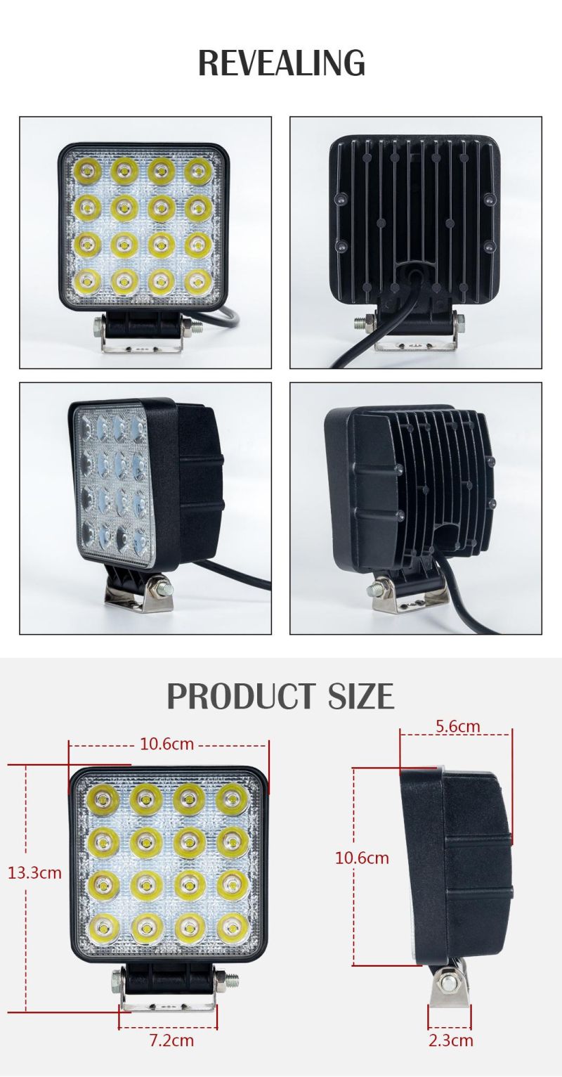 48W Flood LED Car Light Bar for Jeeps off-Road Light