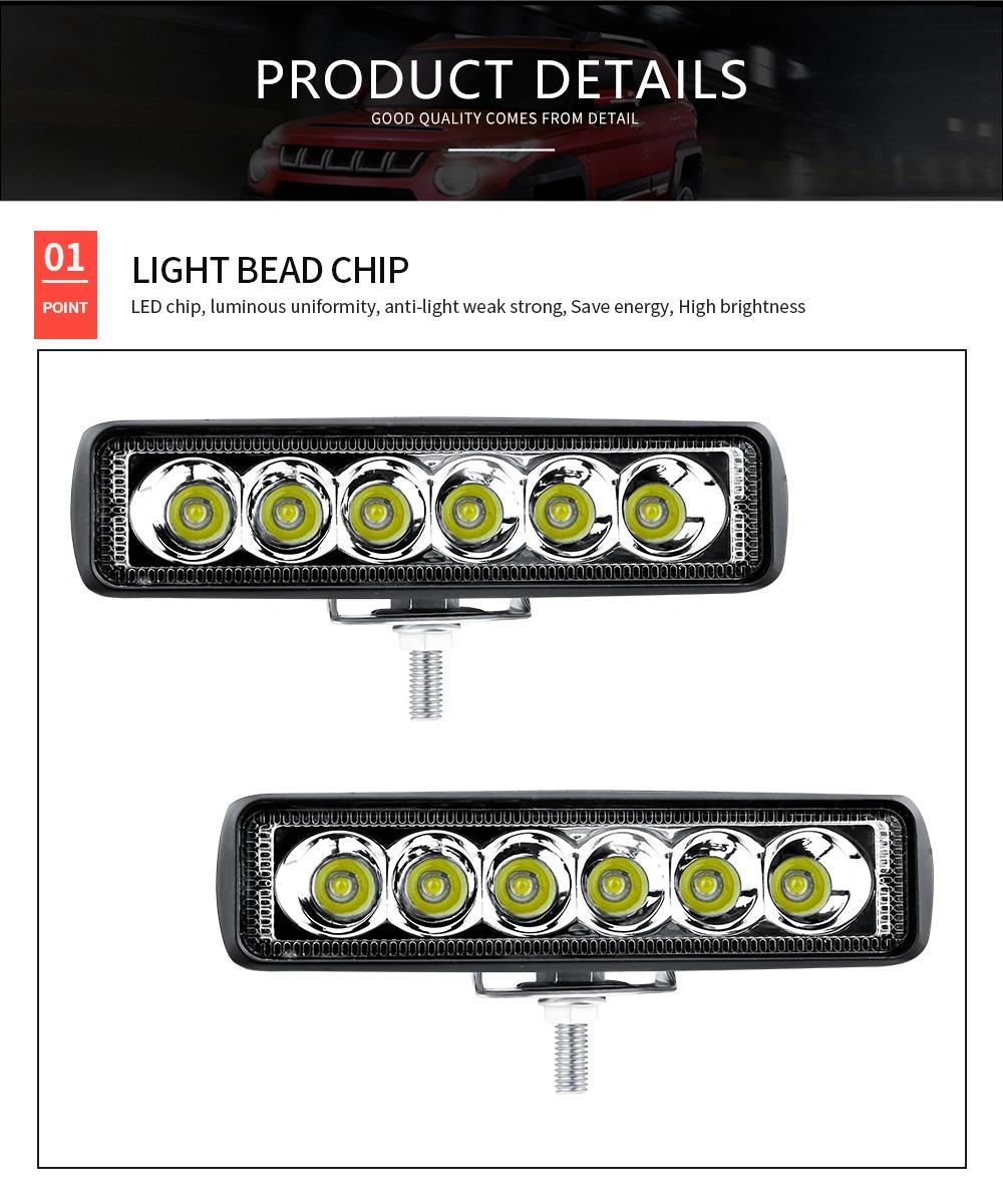 Dxz Lightbar 6inch 18W Auto LED Work Lamp Pods Single Row Spotlight Driving Light Foglight Boat Light ATV Car Truck off Road