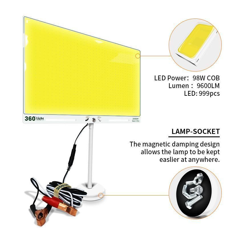 360 Light OEM & ODM Portable Magnetic Seat Emergency Lighting LED COB Lamp Board Outdoor Camping Light