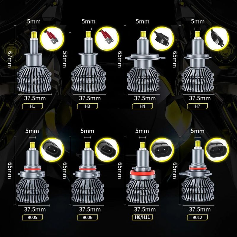 Dxz 9005 H1 H7 LED 11000lm H8 Hb3 Hb4 H11 LED Headlights Bulbs 9012 Hir2 6sides 55W 3D High Power Canbus 360 Degree Auto Lamp