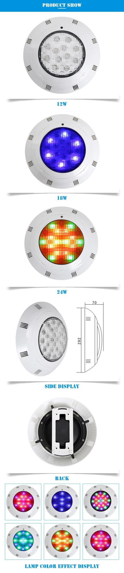 Swimming Pool Products IP68 ABS Material Underwater LED Light