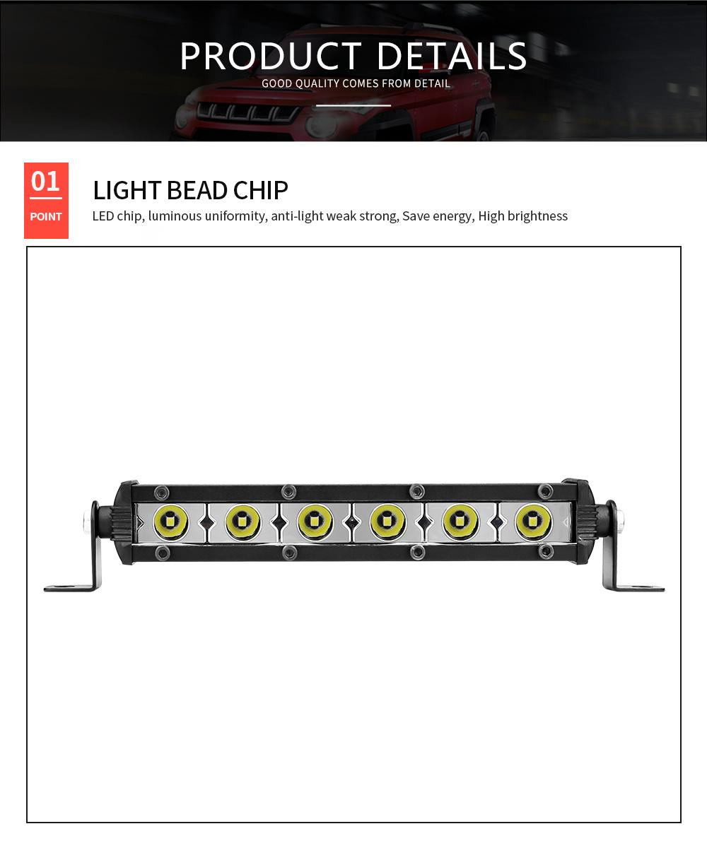 Dxz LED Bar Light Slim Straight Super Bright Single Row Barr LED 4X4 Reflector 7inch 6LED 18W 3030 LED