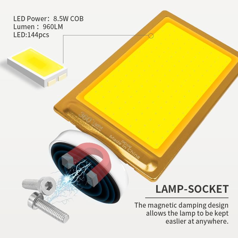 360 Light Outdoor Portable Magnet Seat Car Repair Lamp LED Camping Lantern