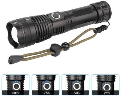 2000lumen USB Rechargeable LED Flashlight Zoomable Tactical Flashlight