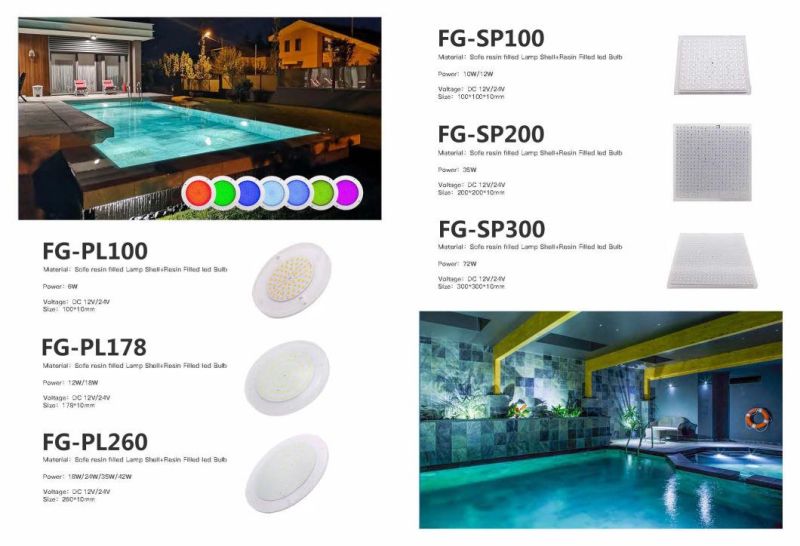 Hot Sales ABS Surface Mounted LED Underwater Swimming Pool Light Piscina De Luz LED Wiith Universal Bracket