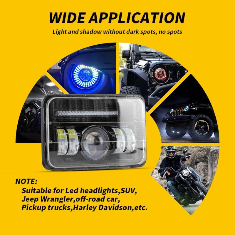Dxz Truck Accessories 6inch LED Headlight Red+Blue Flashing with DRL for Jeep Wrangler High/Low Beam LED Headlight for Trucks Motorcycle
