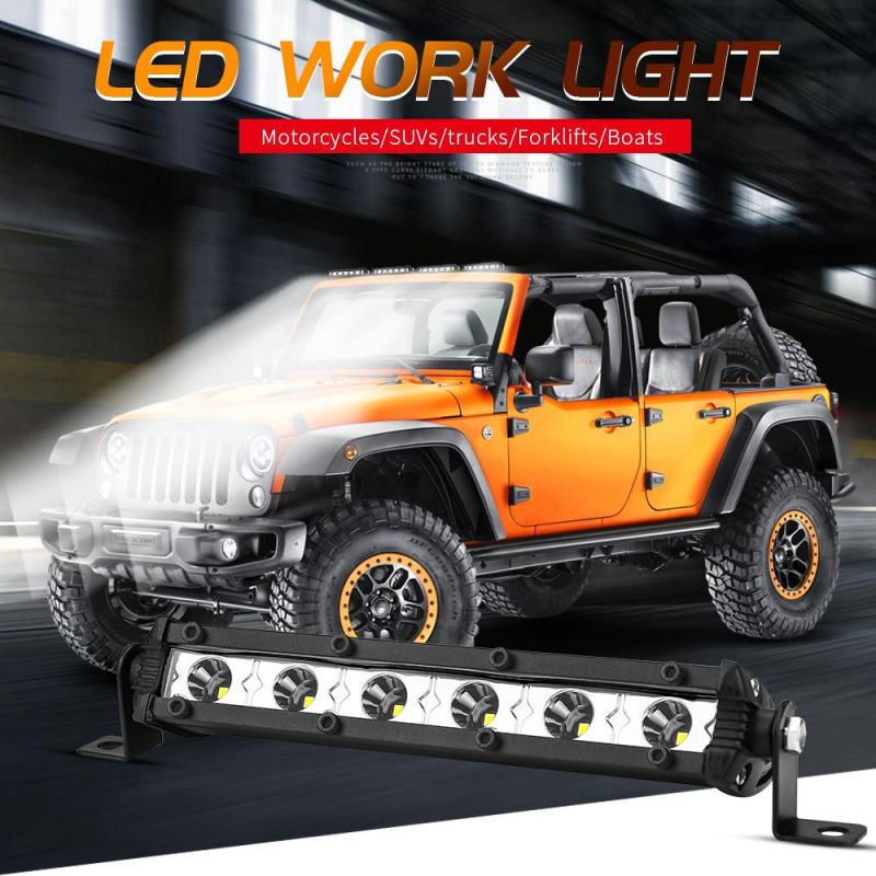 Dxz LED Bar Light Slim Straight Super Bright Single Row Barr LED 4X4 Reflector 7inch 6LED 18W 3030 LED