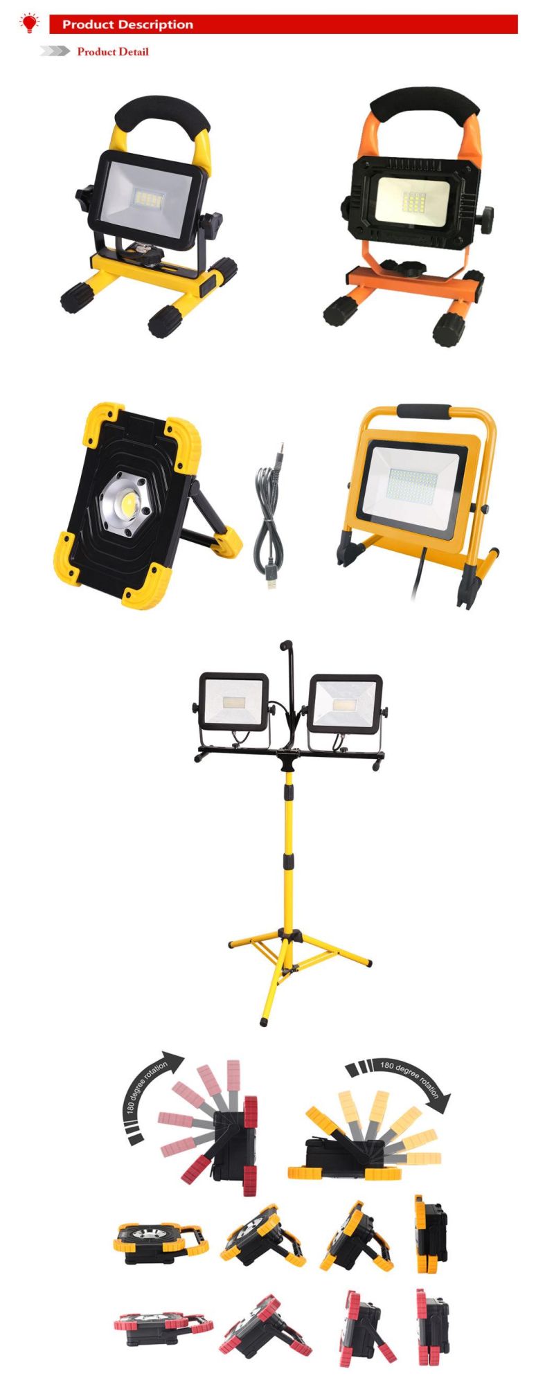 Stand Most Powerful Waterproof IP65 10W Rechargeable LED Flood Light